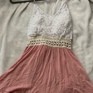 Lace Top Pink Flowing Romper